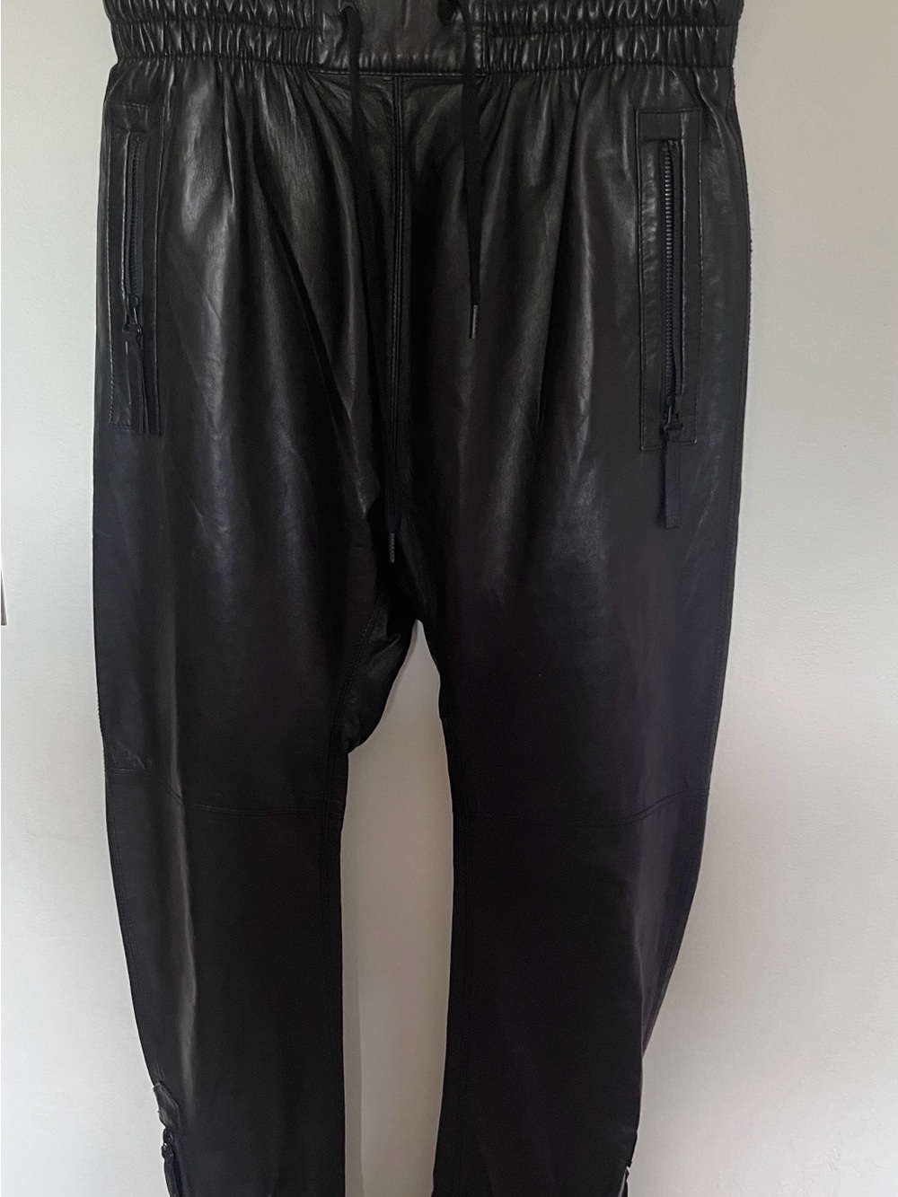 Helmut Lang Black Leather Joggers